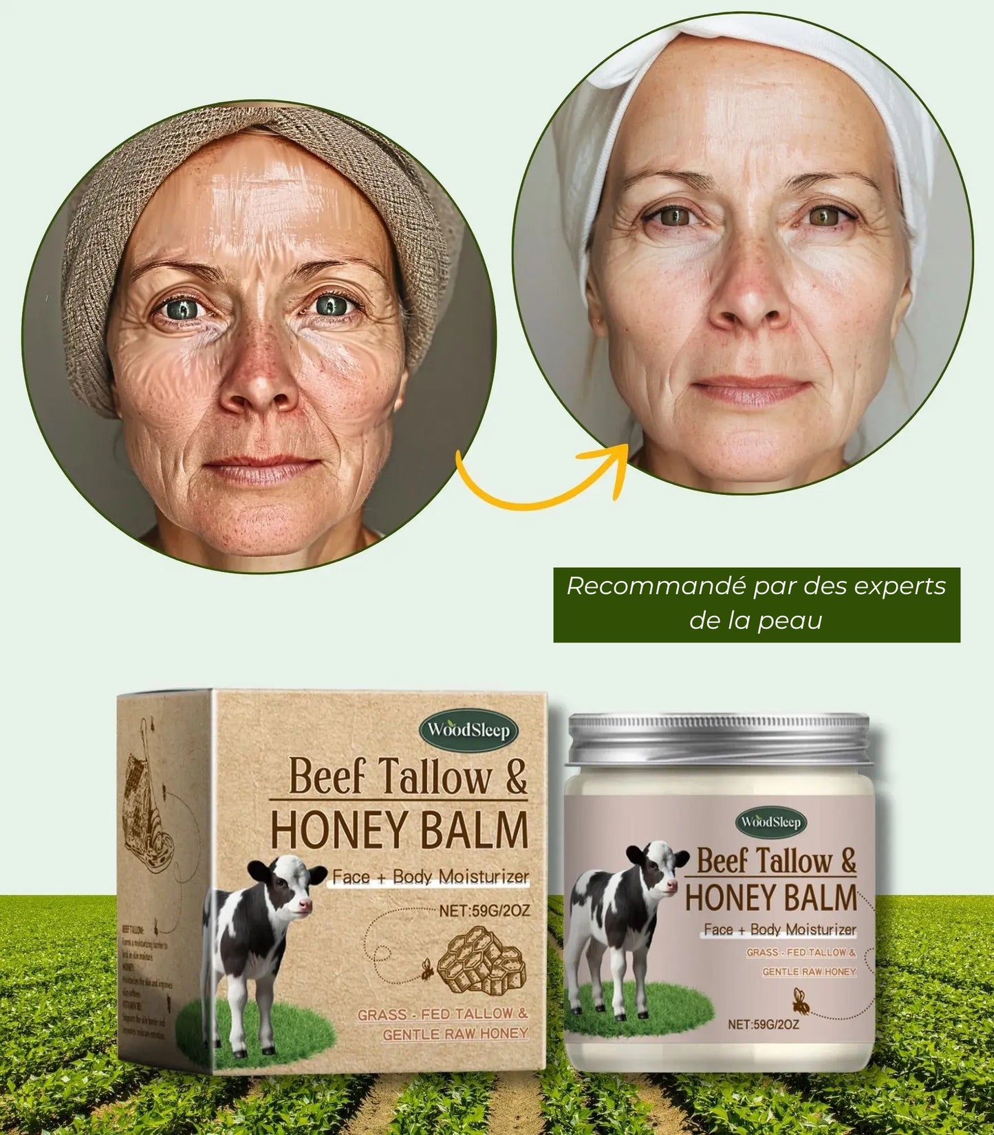 GreenMadame™ Baume au Suif de Boeuf et Miel Efface les Rides jusqu’à 88% en 4 Jours